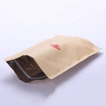 Three Side Sealing Flat Kraft Paper Bag with Zip