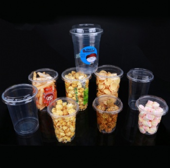 Disposable Plastic Cups for Snacks with Lid