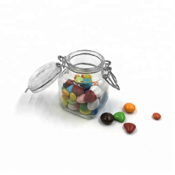 Glass Candy Jar with Leak Proof Rubber Gasket and Hinged Lid