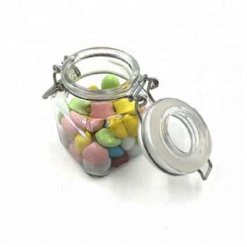 Glass Candy Jar with Leak Proof Rubber Gasket and Hinged Lid