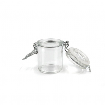 Small Round Glass Jar with Hermetic Seal Bail & Trigger Airtight Lock