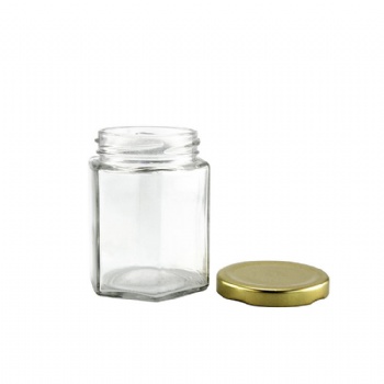 Hexagon Shape Glass Bottle for Food Storage