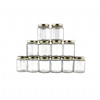 Hexagon Shape Glass Bottle for Food Storage