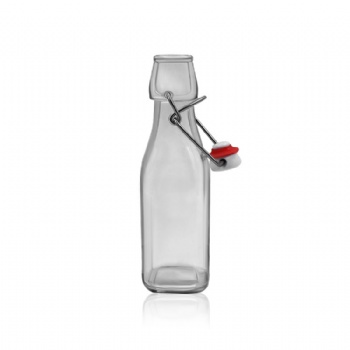 Square Glass Bottle with Swing Top For Drinks