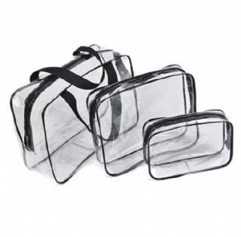 Transparent PVC Zipper Bag with Tote