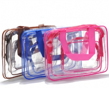 Transparent PVC Zipper Bag with Tote